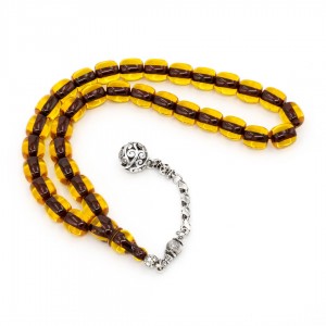 Yellow Amber Prayer Beads - Cylinder Shaped Yellow Amber Prayer Beads - Cylinder Shaped