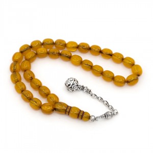 Yellow Amber Prayer Beads - Beyzi Shaped Yellow Amber Prayer Beads - Beyzi Shaped