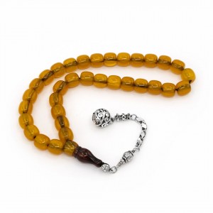 Yellow Amber Prayer Beads - Cylinder Shaped Yellow Amber Prayer Beads - Cylinder Shaped