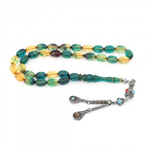 Green - Yellow Amber Prayer Beads - Beyzi Shaped Green - Yellow Amber Prayer Beads - Beyzi Shaped