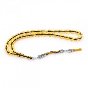 Dark Yellow Amber Prayer Beads - Beyzi Shaped Dark Yellow Amber Prayer Beads - Beyzi Shaped