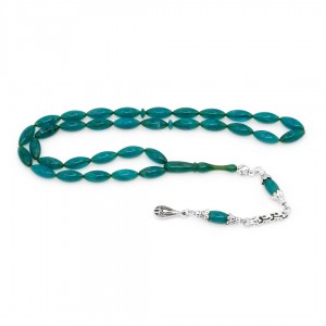 سبحة العنبر الجديد الخضراء بكركوشة عادية بقطعة الشعير   سبحة العنبر الجديد الخضراء بكركوشة عادية بقطعة الشعير