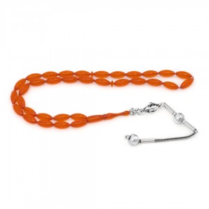 Orange Amber Prayer Beads - Barley Shaped Orange Amber Prayer Beads - Barley Shaped