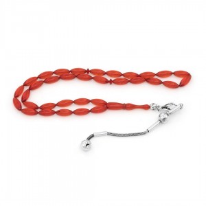 Light Red Amber Prayer Beads - Barley Shaped Light Red Amber Prayer Beads - Barley Shaped
