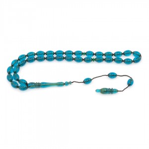 Blue Amber Prayer Beads - Barley Shaped Blue Amber Prayer Beads - Barley Shaped