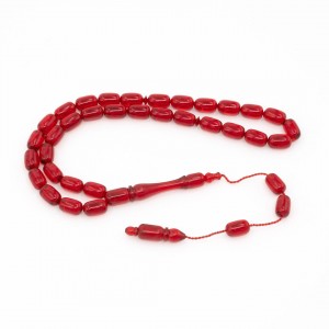 Red Amber Prayer Beads - Capsule Shaped Red Amber Prayer Beads - Capsule Shaped