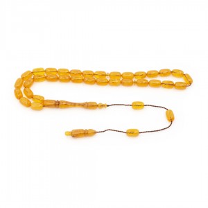 Yellow Amber Prayer Beads - Capsule Shaped Yellow Amber Prayer Beads - Capsule Shaped