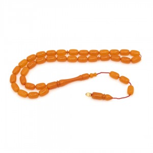 Orange Amber Prayer Beads - Capsule Shaped Orange Amber Prayer Beads - Capsule Shaped