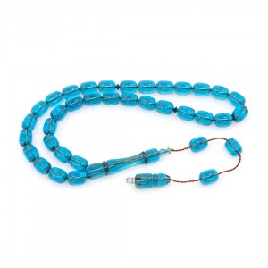Blue Amber Prayer Beads - Capsule Shaped Blue Amber Prayer Beads - Capsule Shaped