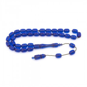 Dark Blue Amber Prayer Beads - Capsule Shaped Dark Blue Amber Prayer Beads - Capsule Shaped