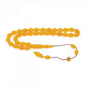 Orange Amber Prayer Beads - Beyzi Shaped Orange Amber Prayer Beads - Beyzi Shaped