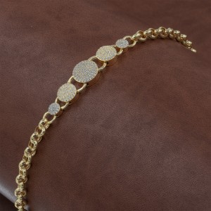 Women's Silver Bracelet Gold Plated with Round Charms and Zircon Stones Women's Silver Bracelet Gold Plated with Round Charms and Zircon Stones