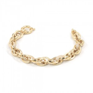 Elegant Silver Bracelet with Golden Yellow Circular Rings - Classic Design Elegant Silver Bracelet with Golden Yellow Circular Rings - Classic Design