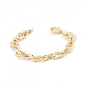 Turkish Bracelet in Gold Color Made of 925 Sterling Silver with Curved Interlocking Rings Design Turkish Bracelet in Gold Color Made of 925 Sterling Silver with Curved Interlocking Rings Design