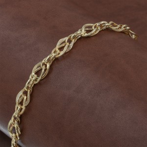 Turkish Bracelet in Gold Color Made of 925 Sterling Silver with Curved Interlocking Rings Design Turkish Bracelet in Gold Color Made of 925 Sterling Silver with Curved Interlocking Rings Design