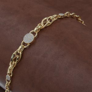 925 Turkish Silver Bracelet in Gold Color with Interlocking Rings Design and Crystal Zircon Charms 925 Turkish Silver Bracelet in Gold Color with Interlocking Rings Design and Crystal Zircon Charms