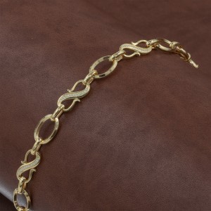 Turkish Bracelet Made of 925 Silver in Gold Color with Interlocking Rings Design and Letter S Decorated with Transparent Zircon Turkish Bracelet Made of 925 Silver in Gold Color with Interlocking Rings Design and Letter S Decorated with Transparent Zircon