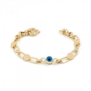 Gold Plated Silver Bracelet with Evil Eye Bead – Elegant & Stylish Accessory for Women Gold Plated Silver Bracelet with Evil Eye Bead – Elegant & Stylish Accessory for Women