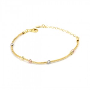 Women's Soft Silver Bracelet in Gold Color Decorated with Silver Balls in Beautiful Colors Women's Soft Silver Bracelet in Gold Color Decorated with Silver Balls in Beautiful Colors