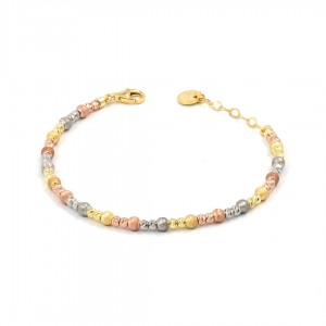 Sterling Silver Bracelet with Golden, Silver and Bronze Colored Balls