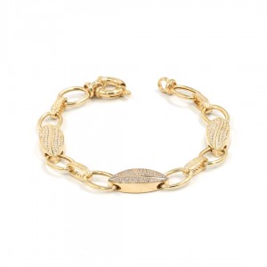 Leaf Design Silver Bracelet Studded with Zircon Stones Leaf Design Silver Bracelet Studded with Zircon Stones