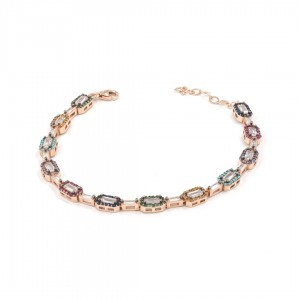 Silver Bracelet Studded with Colorful Zircon Stones Silver Bracelet Studded with Colorful Zircon Stones