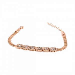 Wide Chain Bracelet Made of Sterling Silver in Gold Color Studded with Beautiful Zircon Stones Wide Chain Bracelet Made of Sterling Silver in Gold Color Studded with Beautiful Zircon Stones