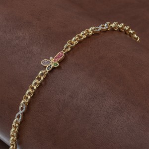 Women's Silver Bracelet in Gold Color with Butterfly and Infinity Symbol Women's Silver Bracelet in Gold Color with Butterfly and Infinity Symbol