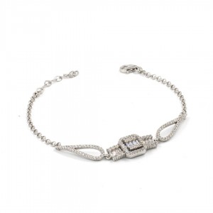 Silver Chain Bracelet for Women with Transparent Zircon Stones from Artolian Silver Chain Bracelet for Women with Transparent Zircon Stones from Artolian
