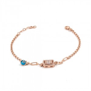 925 Silver Bracelet in Gold Color with Zircon Stone and Evil Eye Teardrop 925 Silver Bracelet in Gold Color with Zircon Stone and Evil Eye Teardrop