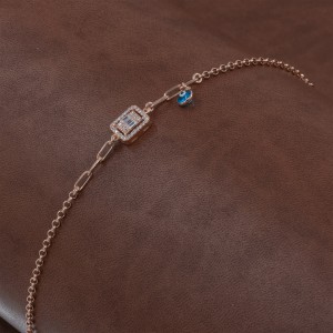 925 Silver Bracelet in Gold Color with Zircon Stone and Evil Eye Teardrop 925 Silver Bracelet in Gold Color with Zircon Stone and Evil Eye Teardrop