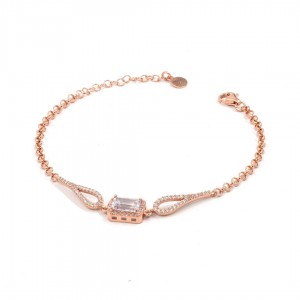 سوار فضة استرلينية عيار 925 للنساء مزين بحجر زركون ومطلي باللون الأصفر الذهبي  سوار فضة استرلينية عيار 925 للنساء مزين بحجر زركون ومطلي باللون الأصفر الذهبي