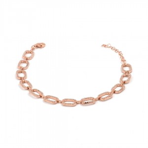 Gold Color-Plated Sterling Silver Chain Bracelet with Zircon Stones Gold Color-Plated Sterling Silver Chain Bracelet with Zircon Stones