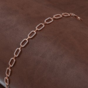 Gold Color-Plated Sterling Silver Chain Bracelet with Zircon Stones Gold Color-Plated Sterling Silver Chain Bracelet with Zircon Stones