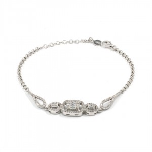925 Sterling Silver Chain Bracelet with Elegantly Designed Zircon Stones 925 Sterling Silver Chain Bracelet with Elegantly Designed Zircon Stones