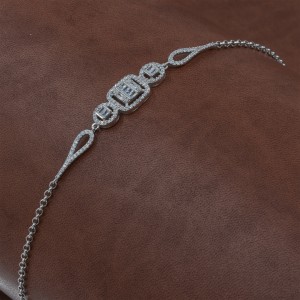 925 Sterling Silver Chain Bracelet with Elegantly Designed Zircon Stones 925 Sterling Silver Chain Bracelet with Elegantly Designed Zircon Stones