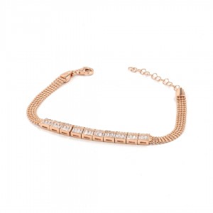 سوار تنس فضة للنساء مزين بأحجار زركون مربعة سوار تنس فضة للنساء مزين بأحجار زركون مربعة