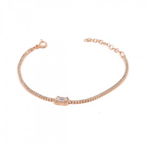925 Sterling Silver Rectangular Tennis Bracelet with Pure Zircon Stone 925 Sterling Silver Rectangular Tennis Bracelet with Pure Zircon Stone