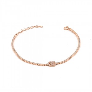 Classic Gold Plated Sterling Silver Bracelet with Cubic Zirconia for Women Classic Gold Plated Sterling Silver Bracelet with Cubic Zirconia for Women