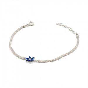 Classic 925 Silver Tennis Bracelet for Women with Clear Zircon Stones and Sky Blue Zircon Rose Classic 925 Silver Tennis Bracelet for Women with Clear Zircon Stones and Sky Blue Zircon Rose