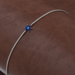 Classic 925 Silver Tennis Bracelet for Women with Clear Zircon Stones and Sky Blue Zircon Rose Classic 925 Silver Tennis Bracelet for Women with Clear Zircon Stones and Sky Blue Zircon Rose