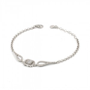 925 Sterling Silver Chain Bracelet Studded with Zircon Stones in a Beautiful Geometric Shape 925 Sterling Silver Chain Bracelet Studded with Zircon Stones in a Beautiful Geometric Shape