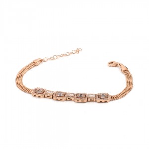 Women's Wide Sterling Silver Bracelet in Golden Color with Zircon Stones Women's Wide Sterling Silver Bracelet in Golden Color with Zircon Stones