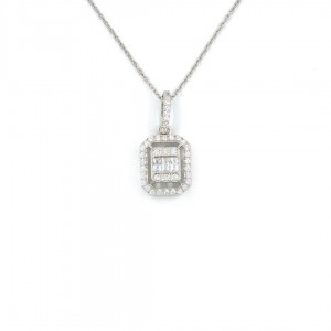 925 Sterling Silver Necklace Decorated with White Zircon Stones Diamonds 925 Sterling Silver Necklace Decorated with White Zircon Stones Diamonds