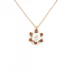 Women's Lotus Flower Necklace in 925 Sterling Silver with Golden Color Women's Lotus Flower Necklace in 925 Sterling Silver with Golden Color