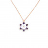 Pearl Necklace of Silver in Gold Color and Zirconium with Hexagonal Star Design in Purple Color with White Rose for Women