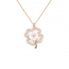 925 Silver Necklace for Women in Gold with Flower Design and Clear Zircon Stones