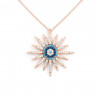 قلادة نسائية من الفضة عيار 925 مع ميدالية بشكل شمس عين الحماية المرصعة بحجر الزركون