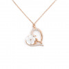 Women's Necklace: Sterling Silver, Gold Color Plated with Love Heart Design and White Rose