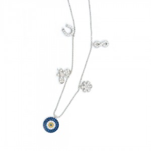 Women's 925 Sterling Silver Evil Eye Round Pendant Necklace Women's 925 Sterling Silver Evil Eye Round Pendant Necklace